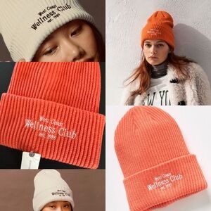 NWT Daily Practice by Anthropologie Sport Club Ribbed Beanie coral 1989